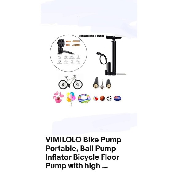 Vimilolo Bike Pump Portable, Ball Pump Inflator NEW - Picture 5 of 8